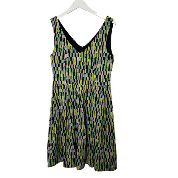 Calvin Klein Deep Front & Back V Neckline Fit & Flare Dress Multi-Color Size 12 - Picture 1 of 8